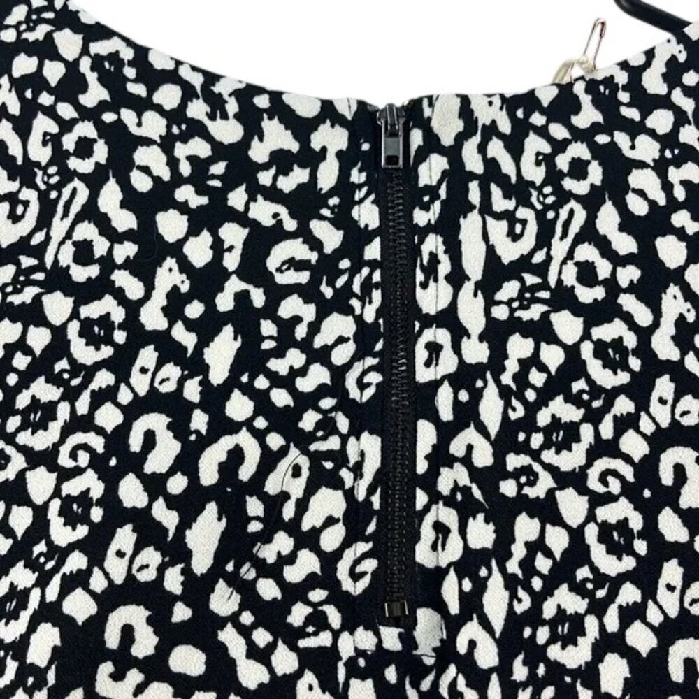Melloday Top Black White Geometric Print Zip Back Short Sleeve Women’s XL - Picture 8 of 10